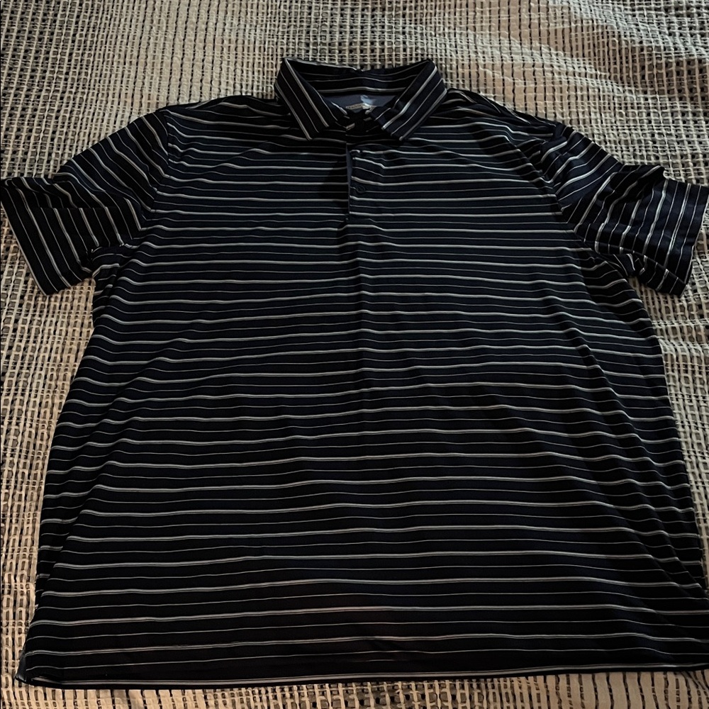 Men's Blue Striped Polo Shirt